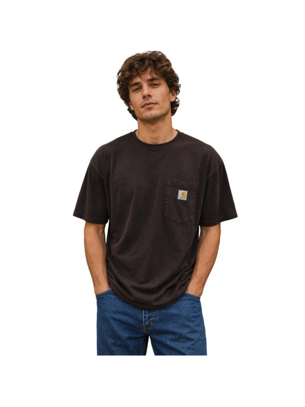 Carhartt Dark Brown Large Tall LT Original Fit Short Sleeve Work Casual